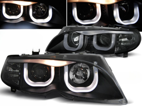 Paire de phares BMW serie 3 E46 Berline de 2001 a 2005 angel eyes 3D noir