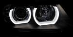 Paire de feux phares BMW serie 3 E90 / E91 de 2005 a 2008 angel eyes 3D led noir