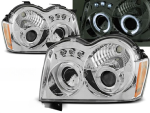 Paire de feux phares Jeep Grand Cherokee de 2005 a 2008 angel eyes chrome