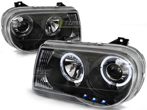 Paire de feux phares Chrysler 300C 05-10 angel eyes noir