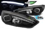 Paire de feux phares Ford Focus 15-18 LED LTI DRL noir