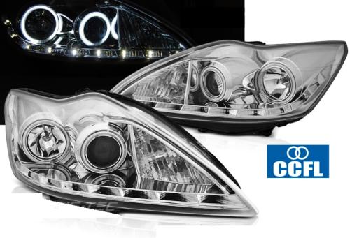 Paire de feux phares Ford Focus 08-10 Angel eyes CCFL Chrome