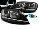 Paire de feux phares VW Golf 7 12-17 Daylight led U-type noir avec ligne chrome