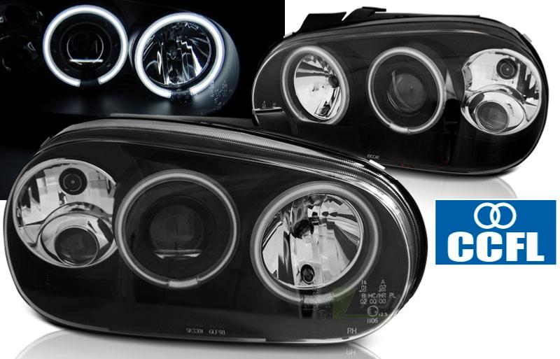 2 Phares avant VW GOLF 4 Angel Eyes - Noir 