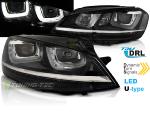 Paire de feux phares DRL led VW Golf 7 12-17 LED U-Type DRL Noir