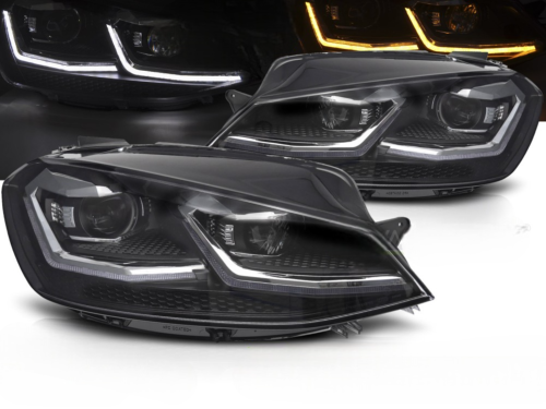 Paire de feux phares VW Golf 7 17-19 LED TRU DRL Dyn Noir Silver