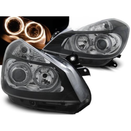 Paire de feux phares Renault Clio 3 05-09 angel eyes noir