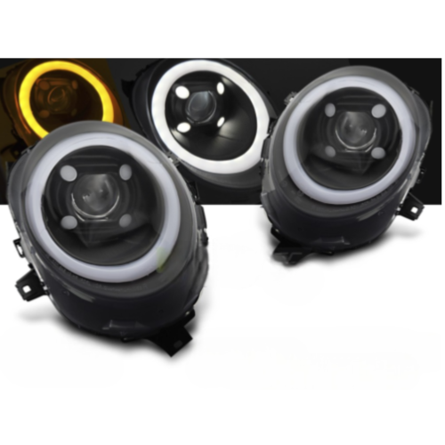 Paire de feux phares Mini Cooper F55-F56-F57 de 2014 a 2017 - FULL LED DRL Noir