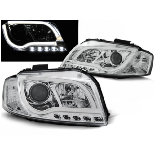 Paire de phares Audi A3 8P de 2003 a 2008 Tube Light DRL chrome