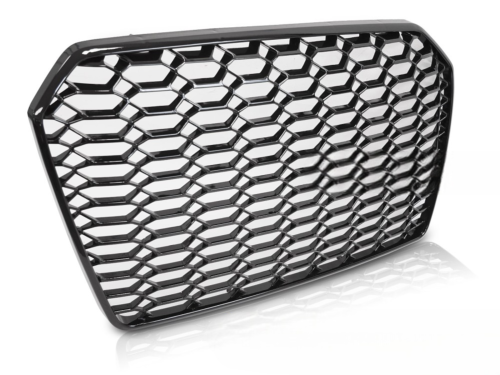 Grille Calandre en ABS Audi A6 C7 de 2014 a 2018 Look Sport Noir Brillant + PDC