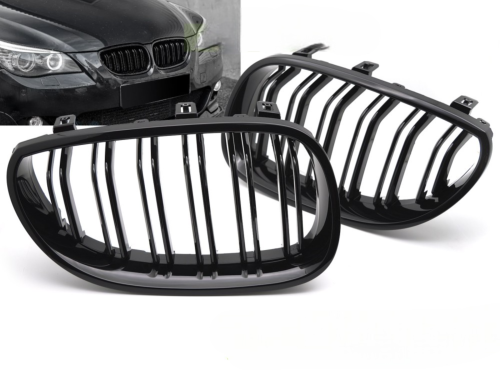 Calandre BMW Serie 5 E60/E61 03-10 Noir Glossy Double Barres