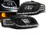Paire de feux phares Audi A4 B7 de 2004 a 2008 Tube Light Led noir Cligno led