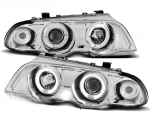 Paire de phares BMW serie 3 E46 Berline de 1998 a 2001 angel eyes chrome