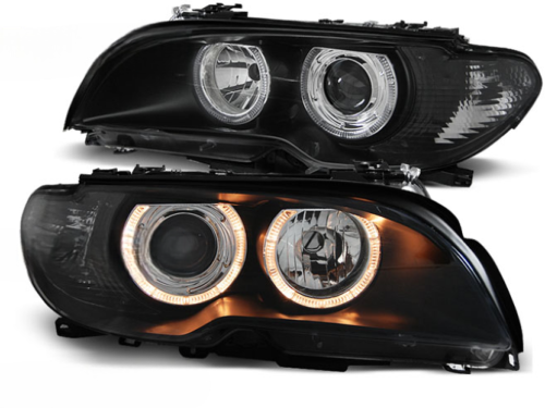 Paire de phares BMW serie 3 E46 Coupe de 2003 a 2006 angel eyes noir