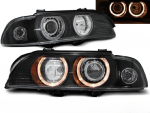 Paire de feux phares BMW serie 5 E39 de 1995 a 2000 angel eyes xenon noir