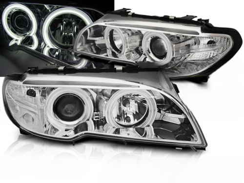 Paire de phares BMW serie 3 E46 Coupe de 2003 a 2006 Xenon angel eyes CCFL chrome