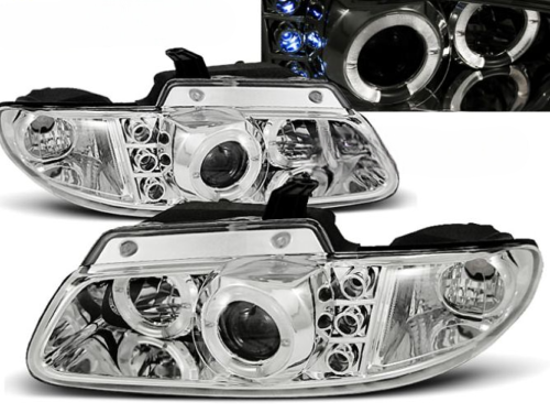 Paire de feux phares Chrysler Voyager de 1996 a 02/2001 angel eyes chrome