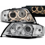 Paire de feux phares Audi A6 C5 de 1997 a 1999 angel eyes chrome