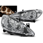 Paire de feux phares Peugeot 307 01-05 angel eyes chrome