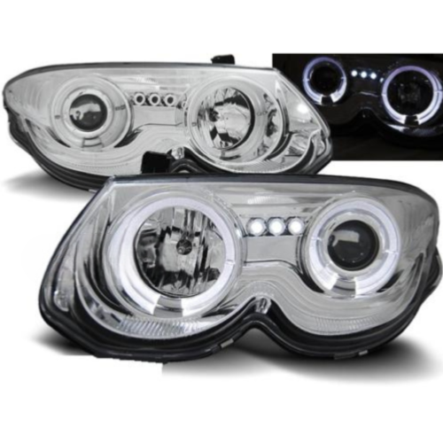Paire de feux phares Chrysler 300M 99-04 angel eyes chrome