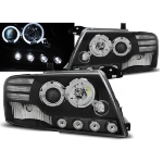 Paire de feux phares Mitsubishi Pajero 01-06 angel eyes LED noir