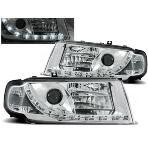 Paire de feux phares Skoda Octavia 00-04 Daylight led chrome
