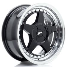 Jante JR Wheels JR6 16x7 ET20-35 - 4 Trous sur mesures - Gloss black Machined lip