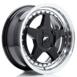 Jante JR Wheels JR6 16x7 ET20-35 - 4 Trous sur mesures - Gloss black Machined lip