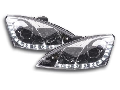 Paire de feux phares Daylight Led DRL Ford Focus 1 C170 de 01-04 Chrome