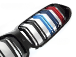 Grille de calandre avant BMW Serie 8 G14 / G15 de 2018 a 2022 Noir brillant + Tricolore