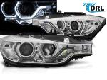 Paire de feux phares BMW serie 3 F30 / F31 11-15 angel eyes chrome led DRL