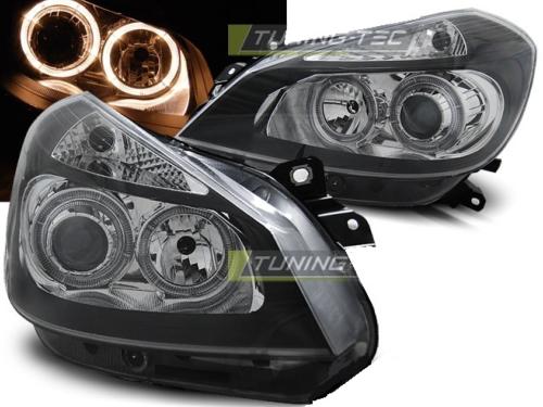 Paire de feux phares Renault Clio 3 05-09 angel eyes noir