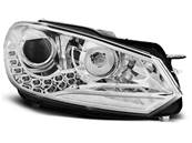 Paire de feux phares VW Golf 6 08-12 Daylight DRL led chrome