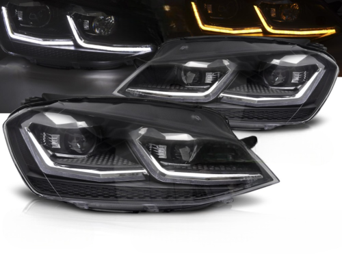 Paire de feux phares VW Golf 7 13-17 LED TRU DRL Dyn Noir Silver