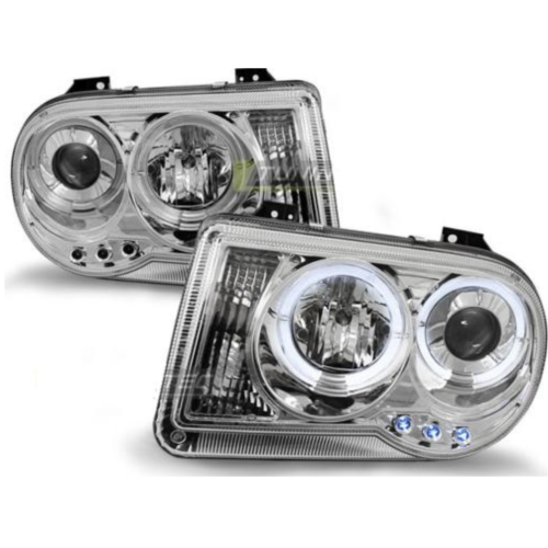 Paire de feux phares Chrysler 300C 05-10 angel eyes chrome
