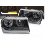 Paire de feux phares Chrysler 300 de 2005 a 2008 Tube Light Noir