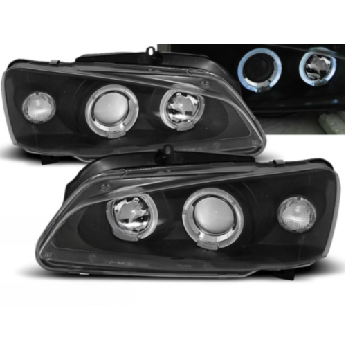Paire de feux phares Peugeot 106 de 08/1996 a 2003 angel eyes noir