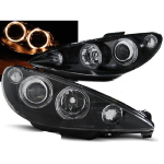 Paire de feux phares Peugeot 206 02-06 angel eyes noir