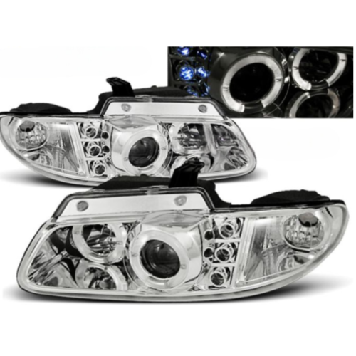 Paire de feux phares Chrysler Voyager de 1996 a 02/2001 angel eyes chrome