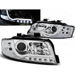Paire de feux phares Audi A4 de 2000 a 2004 Tube Light DRL chrome led