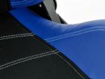 Paire de siege baquet Vancouver Simili Tissu Noir Bleu Inclinable Rabattable