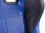 Paire siege baquet Comfort Chauffant Simili Cuir Bleu Noir Inclinable Rabattable