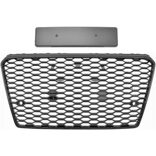 Grille Calandre avant en ABS Audi A7 C7 2010 a 2014 Look Sport Noir Brillant PDC