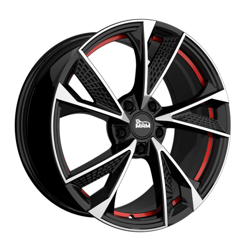 Jante Mam RS6 16x7 ET38 5/100 Black Front Polish Red Inside