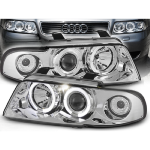 Paire de feux phares Audi A4 B5 de 1994 a 1998 angel eyes chrome
