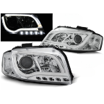 Paire de phares Audi A3 8P de 2003 a 2008 Tube Light DRL chrome