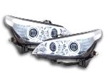 Paire de feux phares Xenon Angel Eyes CCFL led BMW Serie 5 E60/E61 03-04 Chrome