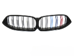 Grille de calandre avant BMW Serie 8 G14 / G15 de 2018 a 2022 Noir brillant + Tricolore