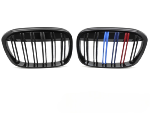 Grille de calandre avant BMW X1 F48 de 2015 a 2020 noir brillant + Tricolore