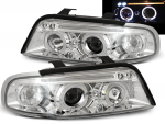 Paire de feux phares Audi A4 B5 de 1994 a 1998 angel eyes chrome